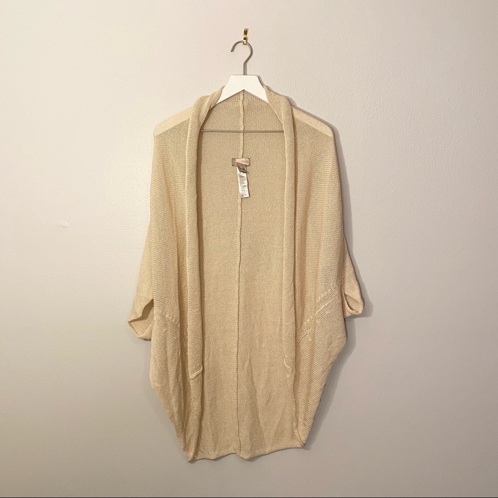 Oversized Half-Sleeved Cream Knit Cardigan (NWOT)